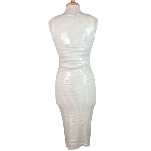 Robert Rodriguez White Sequins Sleeveless Sheath Dress Womens Medium Formal Sexy - Picture 6 of 13